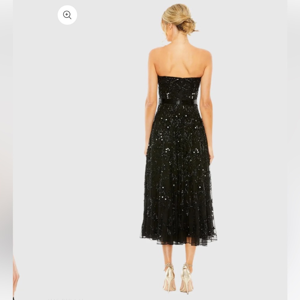 MAC DUGGAL Black Strapless Embellished A Line Dress - Picture 3 of 8